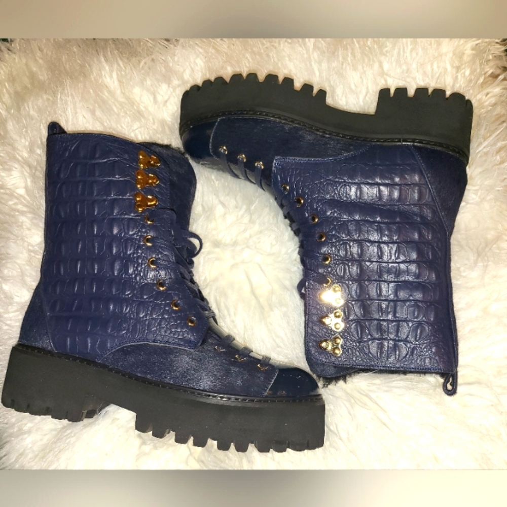 Jennifer Le Finch Combat Boot - Navy SIZE 8.5